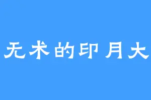 不学无术的印月大师人
