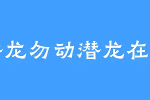 潜龙勿动潜龙在渊