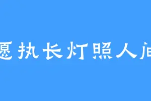 愿执长灯照人间