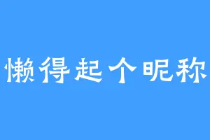 懒得起个昵称
